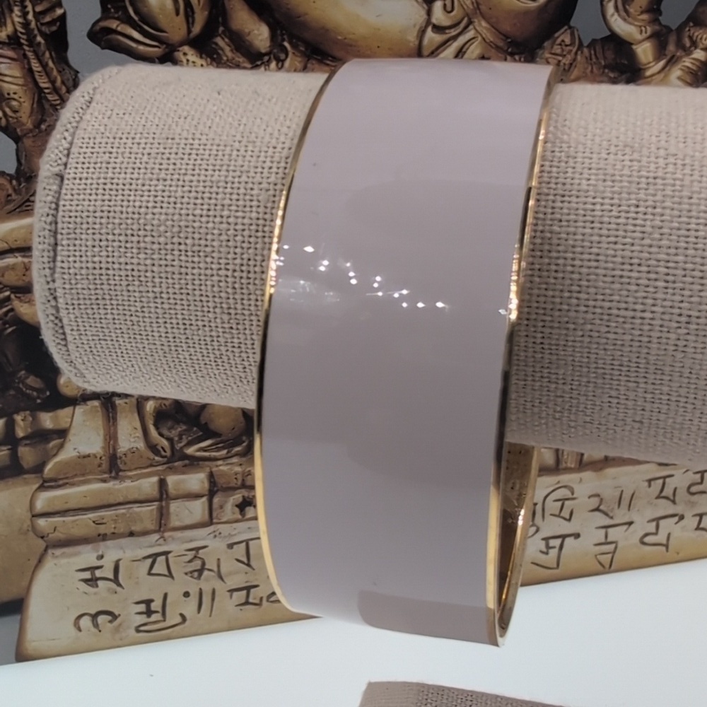 J. Crew Gold and Grey Cream Bangle Neutral Color Enamel